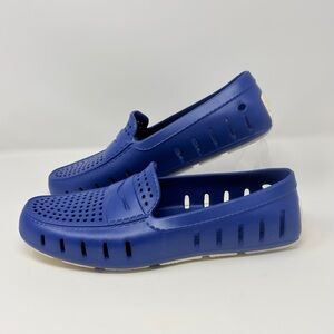 Floafers Men’s Size 10 Blue Rubber Perforated Loafers Slip On Boat Shoes Casual